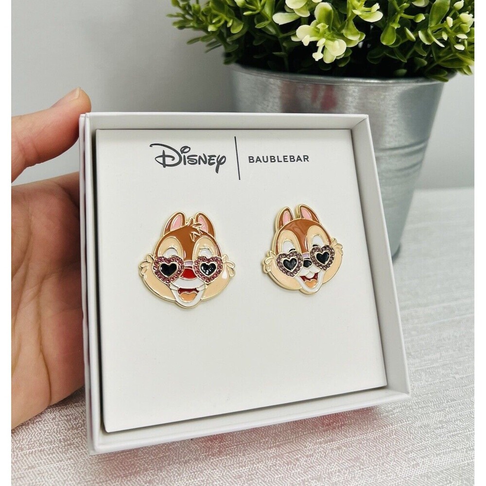 New Baublebar X Disney Chip And Dale Valentines Day Earrings Limited Edition